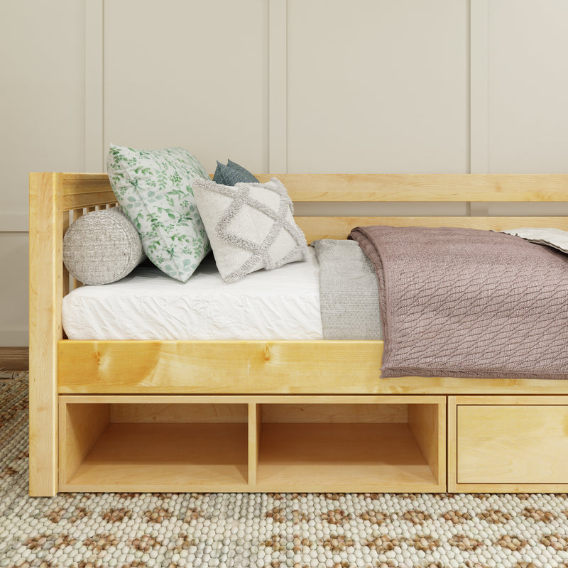 BRIX CD NS : Daybed Twin Daybed with Dresser and Cubbie, Slat, Natural