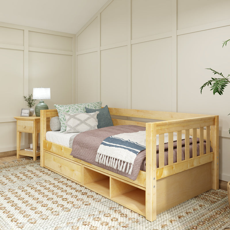 BRIX CD NS : Daybed Twin Daybed with Dresser and Cubbie, Slat, Natural