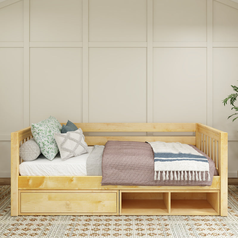 BRIX CD NS : Daybed Twin Daybed with Dresser and Cubbie, Slat, Natural