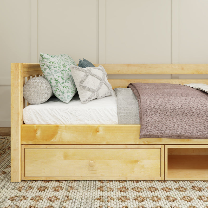 BRIX CD NS : Daybed Twin Daybed with Dresser and Cubbie, Slat, Natural