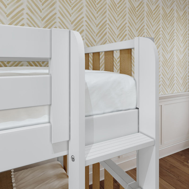 BUFF XL MWS : Bunk Bed Modern Full XL High Bunk Bed with Straight Ladder on Front