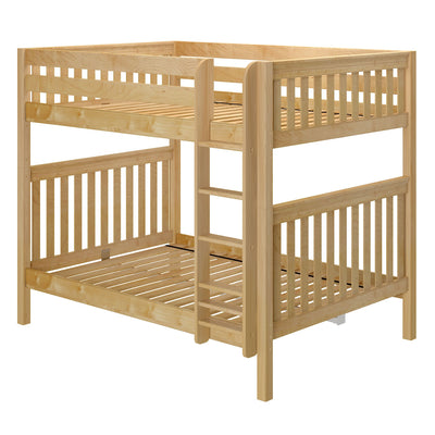 BUFF XL NS : Bunk Bed Full XL High Bunk Bed with Straight Ladder on Front, Slat, Natural