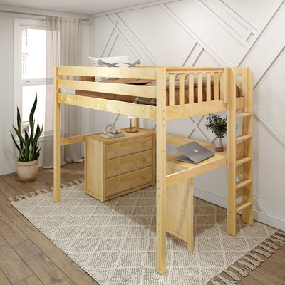 BULKY1 NS : Study Loft Beds Full High Loft Bed with Desk + Storage, Slat, Natural