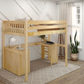 BULKY1 NS : Study Loft Beds Full High Loft Bed with Desk + Storage, Slat, Natural