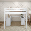 BULKY1 WS : Study Loft Beds Full High Loft Bed with Desk + Storage, Slat, White