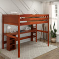 BULKY22 CP : Study Loft Beds Full High Loft Bed with Straight Ladder on End with Long Desk and Bookcase - Chestnut, Panel