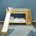 CELEBRATE XL NS : Bunk Bed Full XL Medium Bunk Bed with Stairs + Slide, Slat, Natural