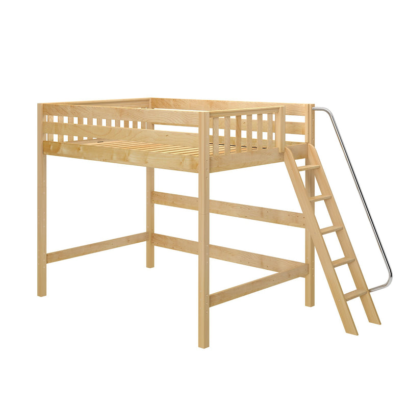 CHUNKY XL NS : Loft Bed Full XL High Loft Bed with Angled Ladder on End, Slat, Natural