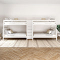 COSMOS XL WS : Quad Bunk High Full XL over Queen Quadruple Bunk Bed with Stairs, Slat, White