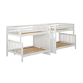 COSMOS XL WS : Quad Bunk High Full XL over Queen Quadruple Bunk Bed with Stairs, Slat, White