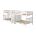 COSMOS XL WS : Quad Bunk High Full XL over Queen Quadruple Bunk Bed with Stairs, Slat, White
