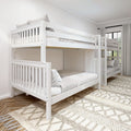 COSMOS XL WS : Quad Bunk High Full XL over Queen Quadruple Bunk Bed with Stairs, Slat, White