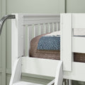 CROSS XL WS : Quad Corner Bunk Full XL + Twin XL Medium Corner Bunk with Angled and Straight Ladder, Slat, White