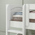 CRUX WP : Quad Corner Bunk Twin Mid Quad Corner Bunk with Left Straight Ladder + Right Angled Ladder on Front, Classic White Panel