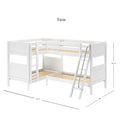 CRUX WP : Quad Corner Bunk Twin Mid Quad Corner Bunk with Left Straight Ladder + Right Angled Ladder on Front, Classic White Panel