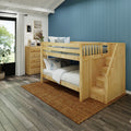 DAPPER XL NS : Bunk Bed Full XL Low Bunk Bed with Stairs, Slat, Natural