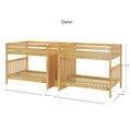 DIRECTOR XL NS : Quad Bunk Classic High Queen Quad Bunk Bed with Stairs in Middle, Natural Birch Slats