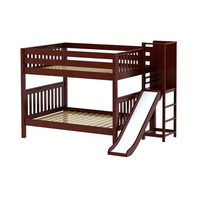 DOMAIN CS : Bunk Bed Full Medium Bunk Bed with Slide Platform, Slat, Chestnut
