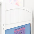 EASY RIDER27 WP : Loft Bed Twin Low Fort Loft Bed with Angled Ladder on Front, Classic White Panel with Purple/Light Blue Fabric