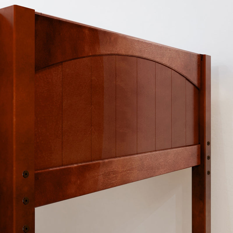 EMPEROR3 CP : Loft Bed Twin High Loft w/ angled ladder, 2x5 drawer dresser, 37.5" High Bookcase, Panel, Chestnut