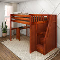 ENORMOUS15 CS : Loft Bed Full High Loft Study Bed with Corner Desk and Stairs on End, Chestnut Slats