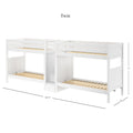 EXCELLENT XL WP : Multiple Bunk Beds Twin XL Quadruple Bunk Bed with Stairs, Panel, White