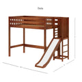 FILIOCUS CS : Loft Bed Twin High Loft Bed with Slide Platform, Slat, Chestnut
