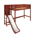 FILIOCUS XL CP : Loft Bed Twin XL High Loft Bed with Slide Platform, Panel, Chestnut
