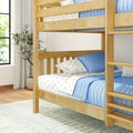 FIT NS : Bunk Bed Classic Mid Full Bunk Bed with Straight Ladder on Front, Natural Birch Slats