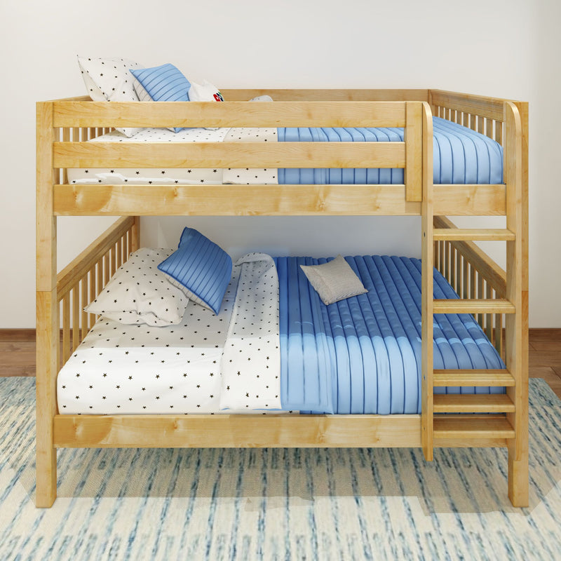 FIT NS : Bunk Bed Classic Mid Full Bunk Bed with Straight Ladder on Front, Natural Birch Slats