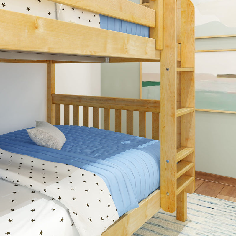 FIT NS : Bunk Bed Classic Mid Full Bunk Bed with Straight Ladder on Front, Natural Birch Slats