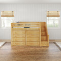 GALANT3 NS : Loft Bed Twin Mid Loft Bed with Stairs + Storage, Slat, Natural