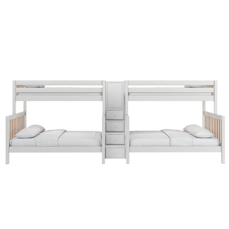 GALAXY XL MWS : Multiple Bunk Beds Modern High Twin XL over Queen Quadruple Bunk Bed with Stairs