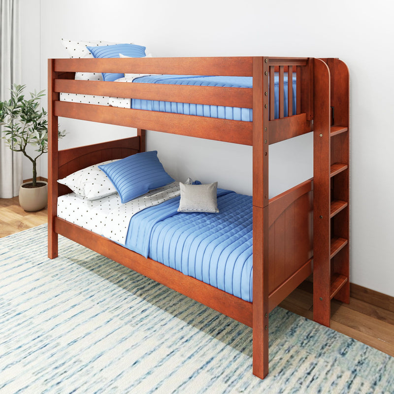 GETIT 1 CP : Classic Bunk Beds Med High Bunk w/ Straight Ladder on End (Low/Med), Panel, Chestnut