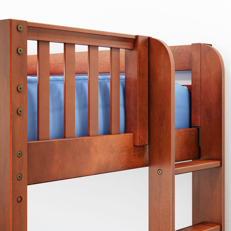 GETIT 1 CP : Classic Bunk Beds Med High Bunk w/ Straight Ladder on End (Low/Med), Panel, Chestnut