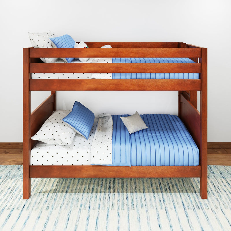 GETIT 1 CP : Classic Bunk Beds Med High Bunk w/ Straight Ladder on End (Low/Med), Panel, Chestnut