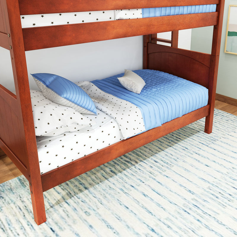 GETIT 1 CP : Classic Bunk Beds Med High Bunk w/ Straight Ladder on End (Low/Med), Panel, Chestnut