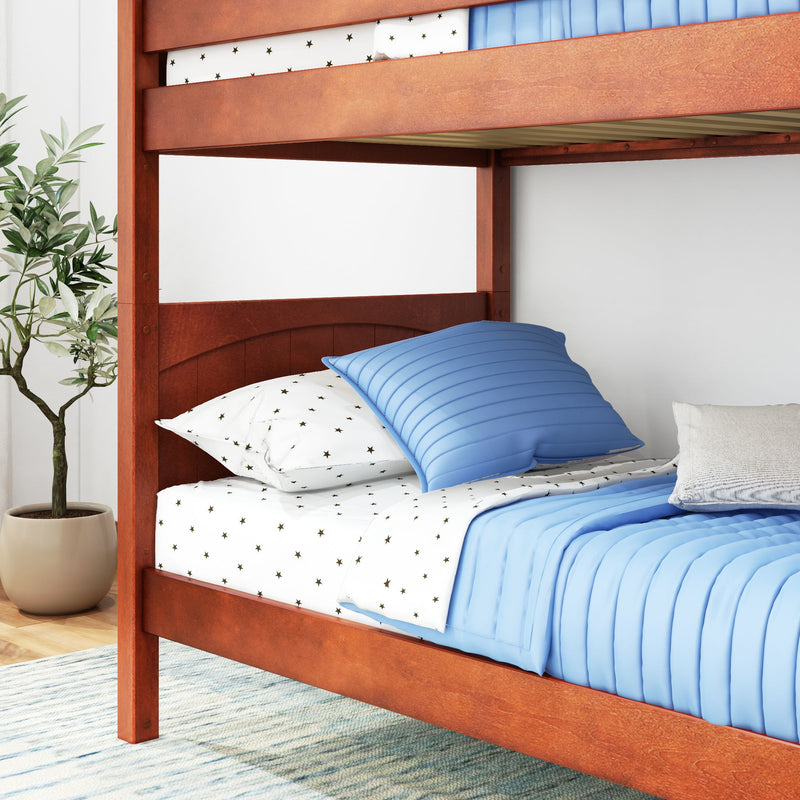 GETIT 1 CP : Classic Bunk Beds Med High Bunk w/ Straight Ladder on End (Low/Med), Panel, Chestnut