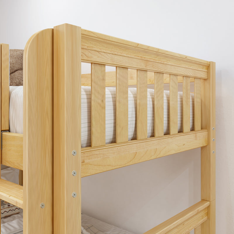 GETIT NS : Bunk Bed Classic Mid Twin Bunk Bed with Straight Ladder on Front, Natural Birch Slats