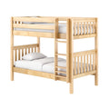 GETIT NS : Bunk Bed Classic Mid Twin Bunk Bed with Straight Ladder on Front, Natural Birch Slats