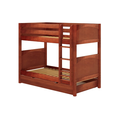 GETIT TD CP : Bunk Bed Twin Medium Bunk Bed with Trundle Drawer, Panel, Chestnut