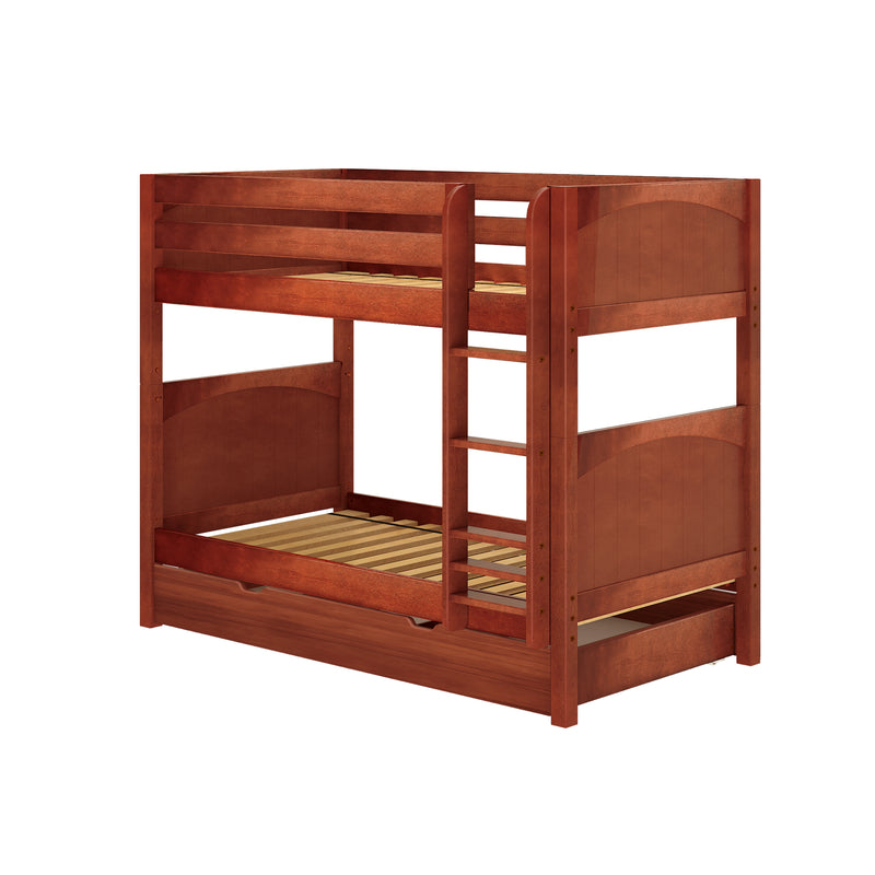 GETIT TD CP : Bunk Bed Twin Medium Bunk Bed with Trundle Drawer, Panel, Chestnut