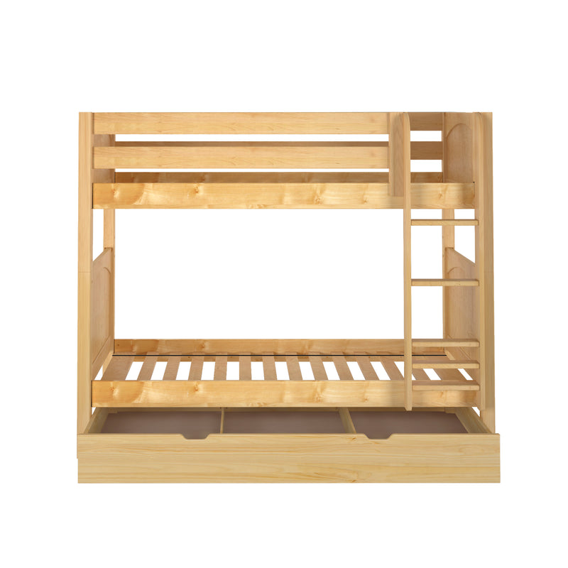GETIT TD NP : Bunk Bed Twin Medium Bunk Bed with Trundle Drawer, Panel, Natural