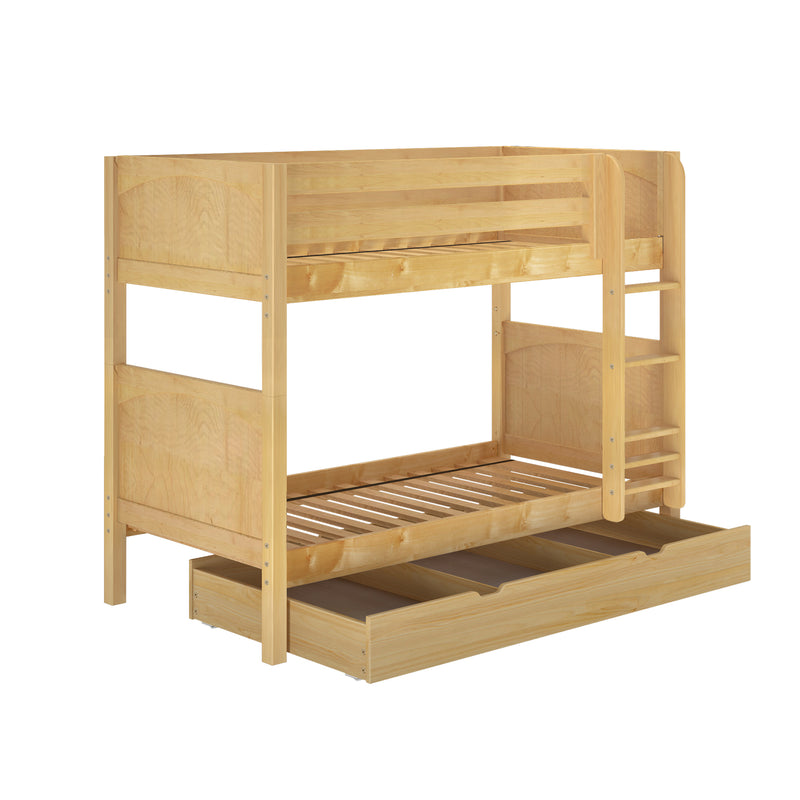 GETIT TD NP : Bunk Bed Twin Medium Bunk Bed with Trundle Drawer, Panel, Natural