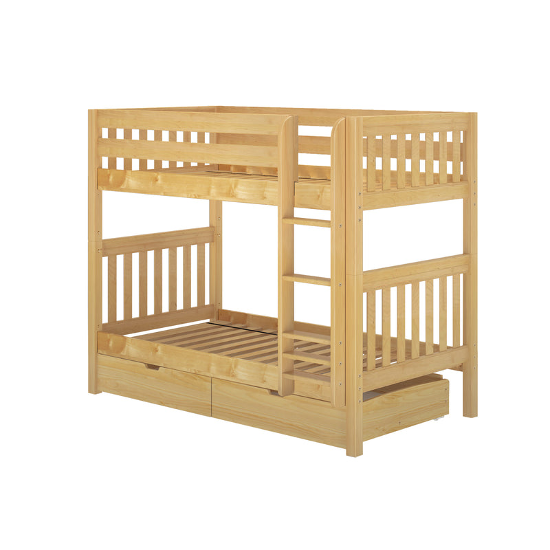 GETIT UD NS : Bunk Bed Twin Medium Bunk Bed with Underbed Storage Drawer, Slat, Natural