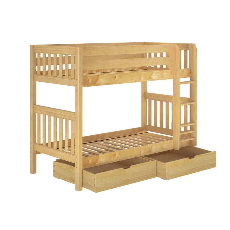 GETIT UD NS : Bunk Bed Twin Medium Bunk Bed with Underbed Storage Drawer, Slat, Natural