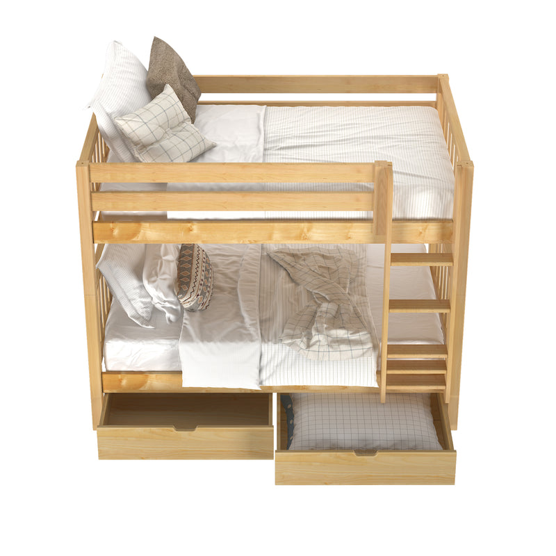 GETIT UD NS : Bunk Bed Twin Medium Bunk Bed with Underbed Storage Drawer, Slat, Natural