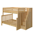 GLADIATOR XL NS : Bunk Bed High Full XL over Queen Bunk Bed with Stairs, Slat, Natural