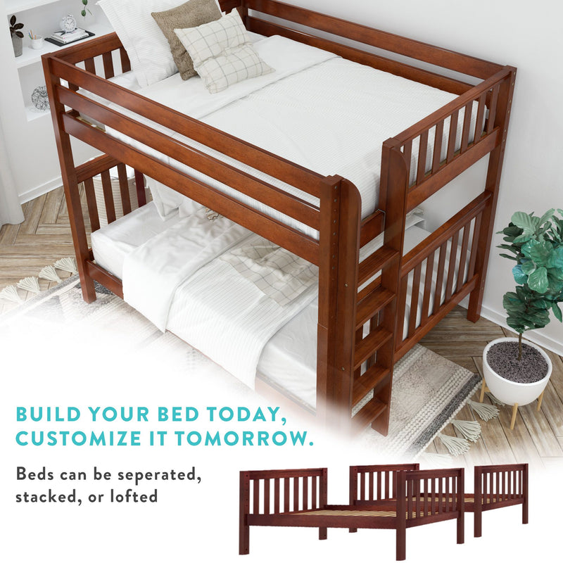 GLADIATOR XL NS : Bunk Bed High Full XL over Queen Bunk Bed with Stairs, Slat, Natural