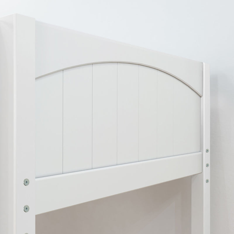 GRAND1 WP : Loft Bed Full High Loft Study Bed with Long Desk and Straight Ladder on Front, Classic White Panel